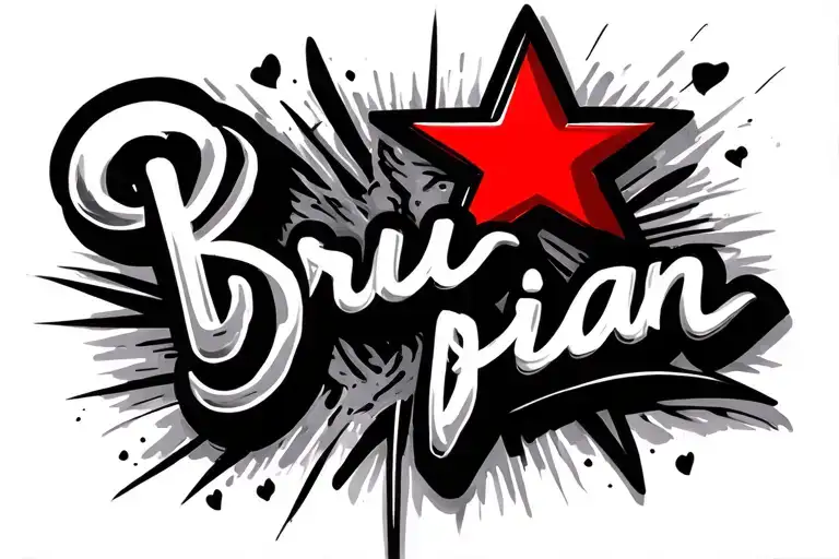 Name Brian In Cursive Font With A Red Star