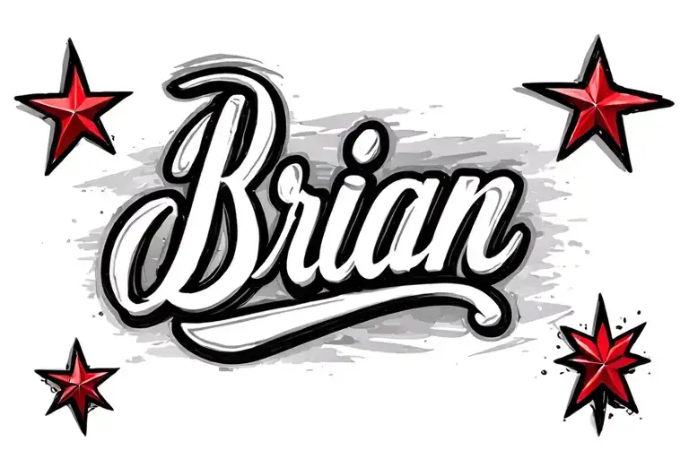 Name Brian In Cursive Font With A Red Star