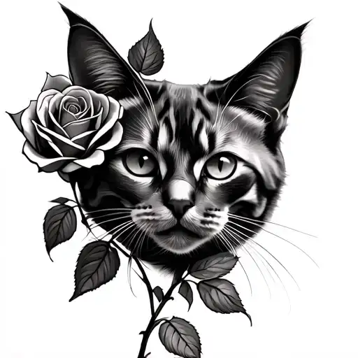 Cat And Rose