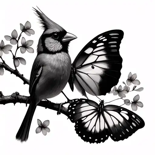 Cardinal And Butterfly And Semi Colon