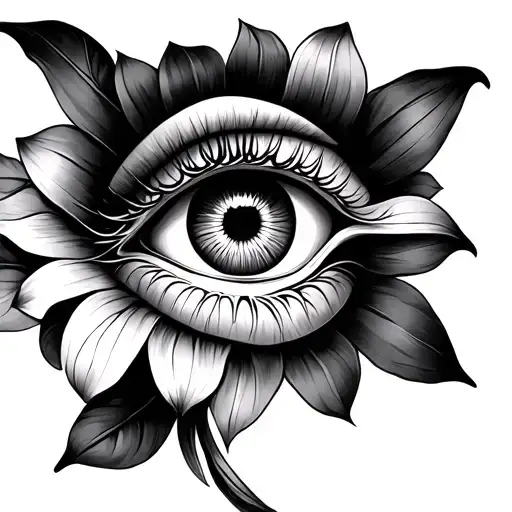 Eye Of Horus And A Lilly Flower