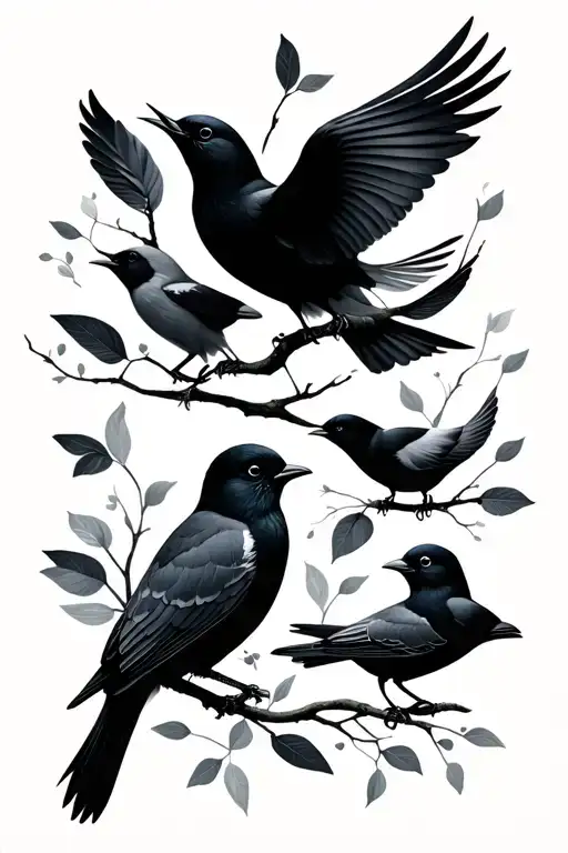 Family Names With Minimalist Design Featuring Birds