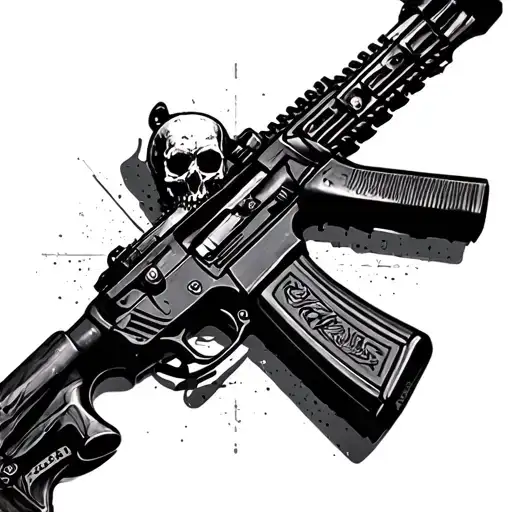 Ar15 With Skull Incorporated Into The Gun