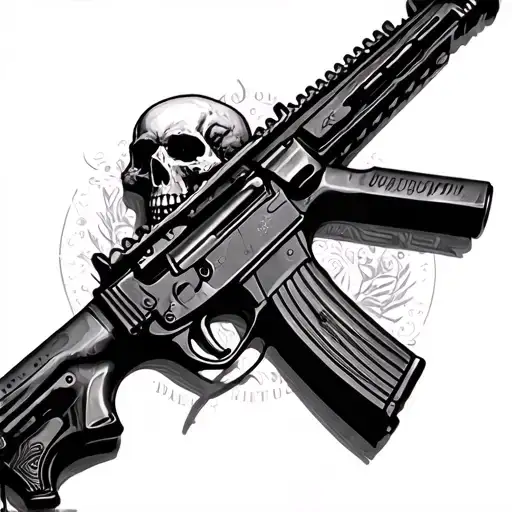 Ar15 With Skull Incorporated Into The Gun