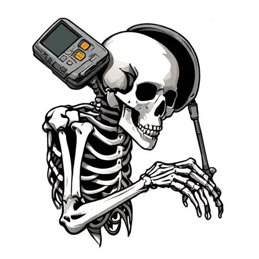 Skeleton With Metal Detector