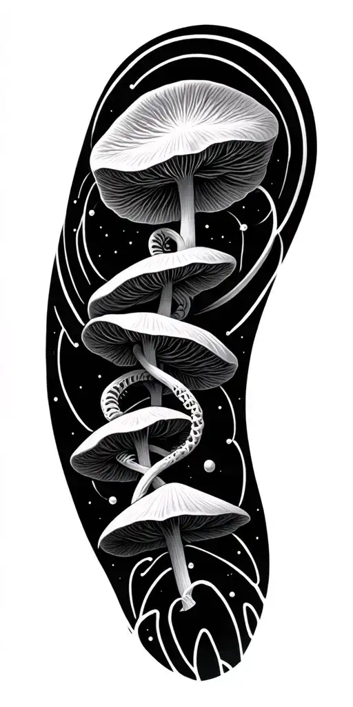 Psilocybin Molecule With Double Helix And Geometric Lines