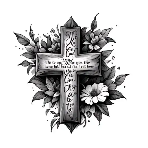 Cross Tattoo But In Bible Verse Written