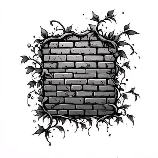 Graffiti Brick Wall Wrapped In Vine