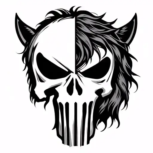 Half Horse Half Punisher Logo Symmetrical