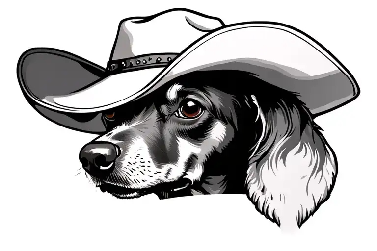 Side Profile Of A Dachshund Wearing Cowboy Hat