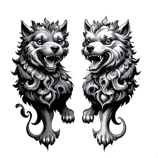 Male And Female Foo Dog Sleeve