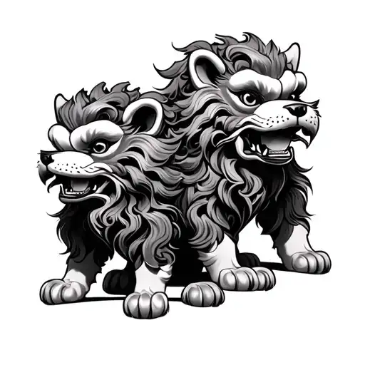 Male And Female Chinese Foo Dog Sleeve