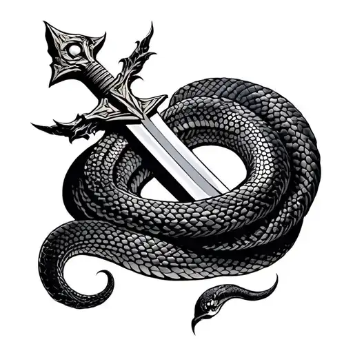 Sworw Cross With Snake Wrapped Tightly