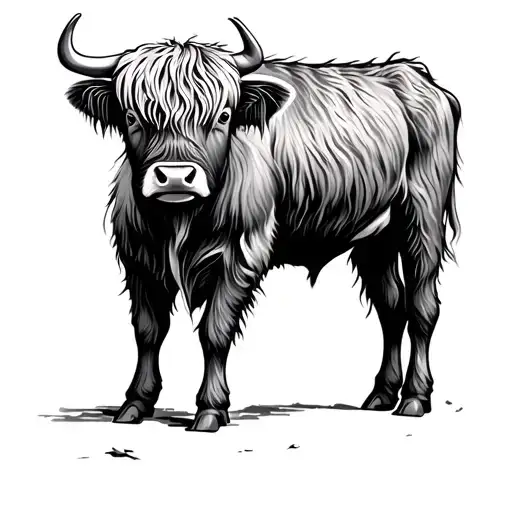 Baby Highland Cow Grazing