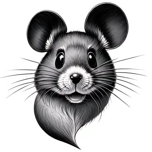 Minimalistic Mouse Face Outline Drawing