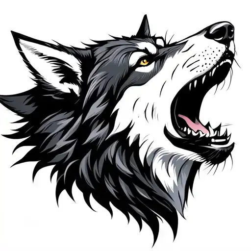 Minimalist Wolf Howling Face