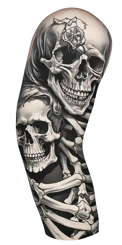Full Sleeve With Skull Bones