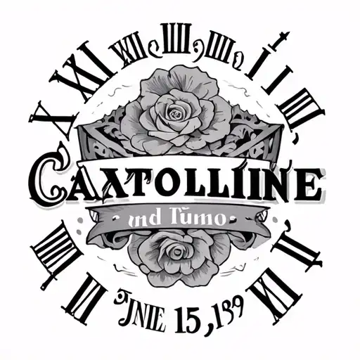 Chest Tattoo For Man With The Name Caroline And Birthdate June 15 1979 In Roman Numerals