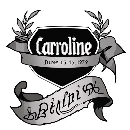 Chest Tattoo For Man With The Name Caroline And Birthdate June 15 1979 In Roman Numerals