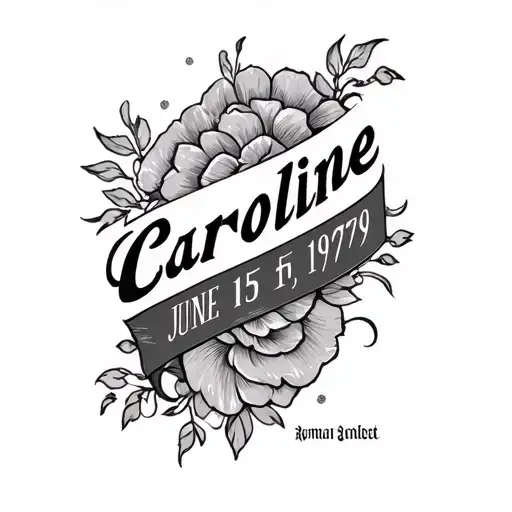 Chest Tattoo For Man With The Name Caroline And Birthdate June 15 1979 In Roman Numerals