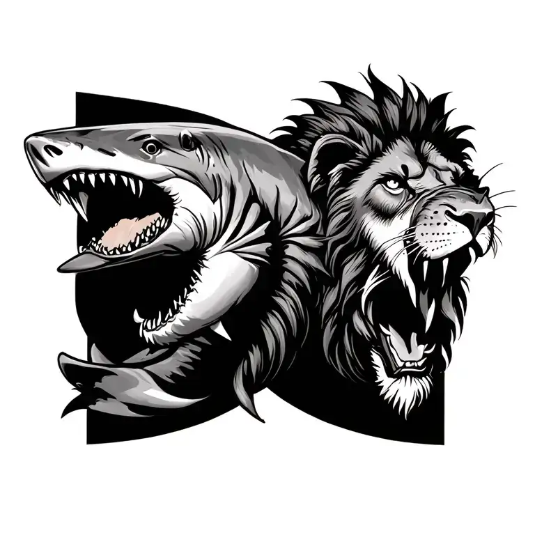 Lion And Shark Surrounded