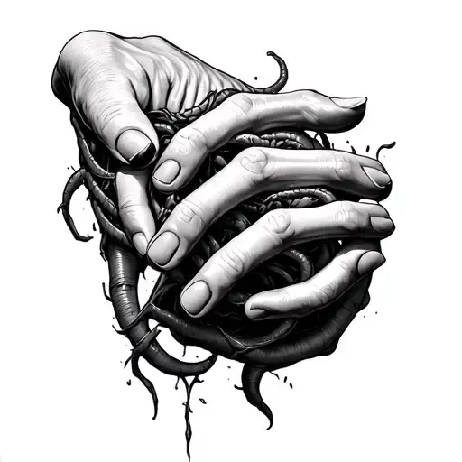 Worms Wrapped Around Decomposing Hands