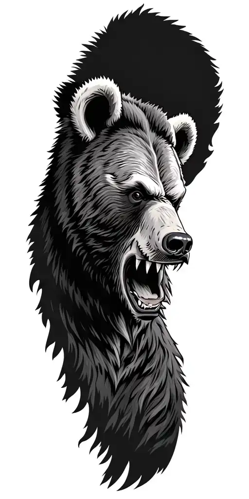 Angry Grizzly Bear Head