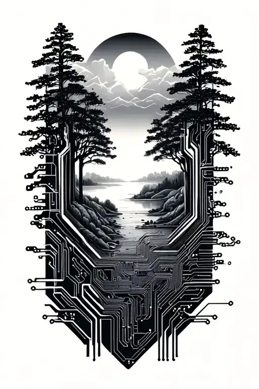 Semiconductor Circuit Design Integrated Nature Scene