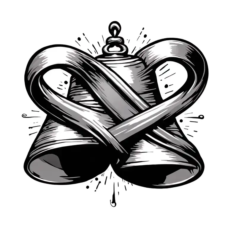 Hand Bell Cancer Ribbon Intertwined