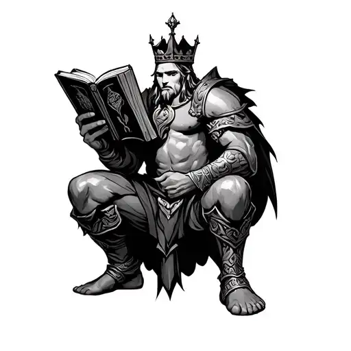 Warrior 1 Knee And A Crown Holding Book