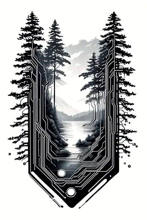 Semiconductor Circuit Design Integrated Nature Scene
