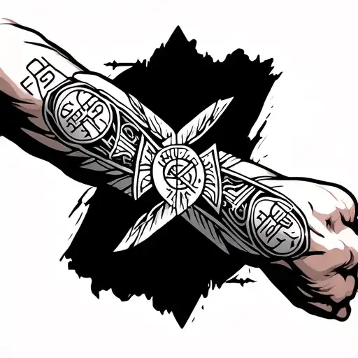 Forearm Armband With North Runic Symbols Intertwined