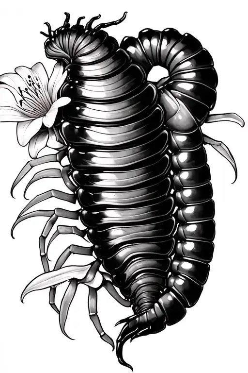 Centipede Wrapped With Spider Lily