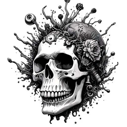 Skull With Random Things Coming Out Of Top