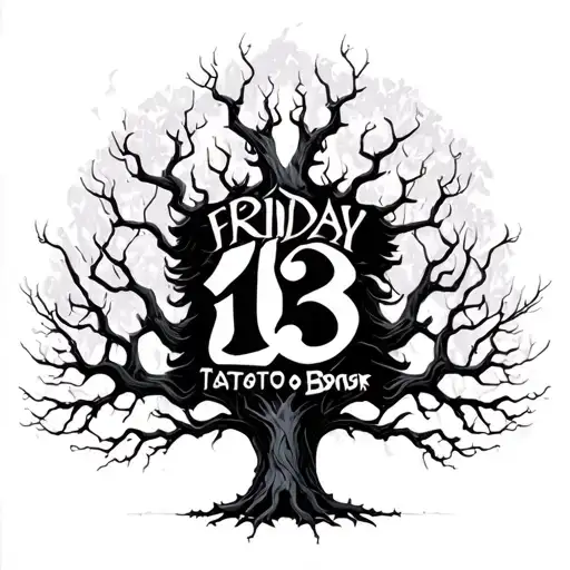 Gothic Tree With Friday Sign 13