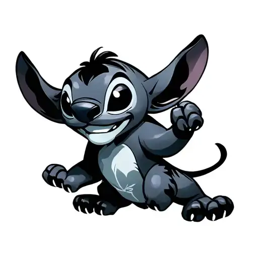 Stitch With 6 Arms Riding Simba From Lion King As A Cub