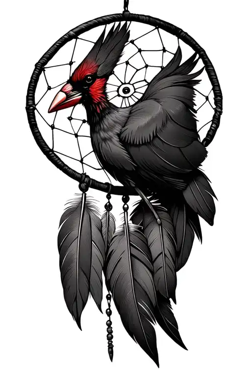 Dream Catcher With The Letter K In It Sits A Cardinal
