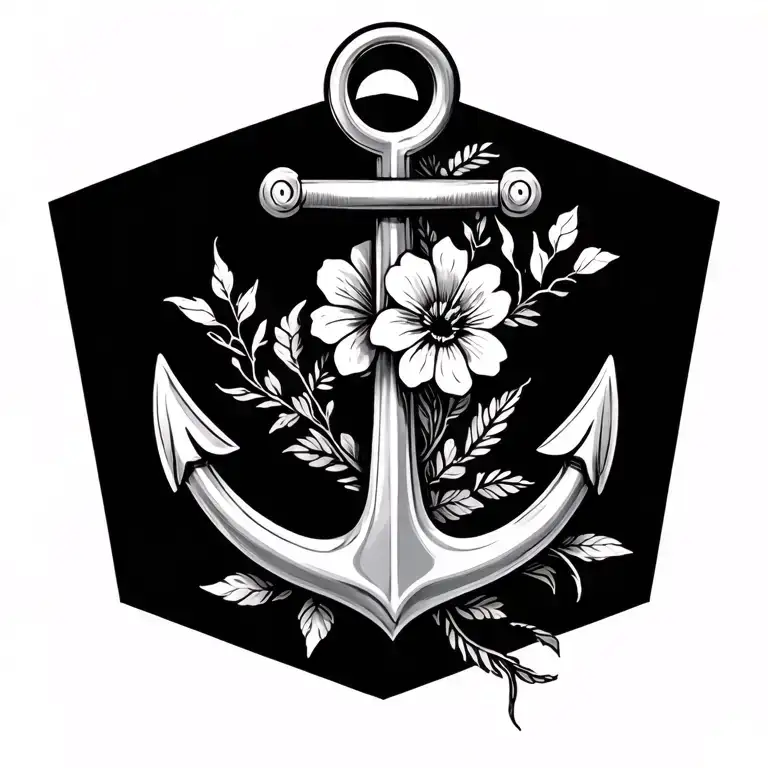 Anchor Tattoo With Flowers