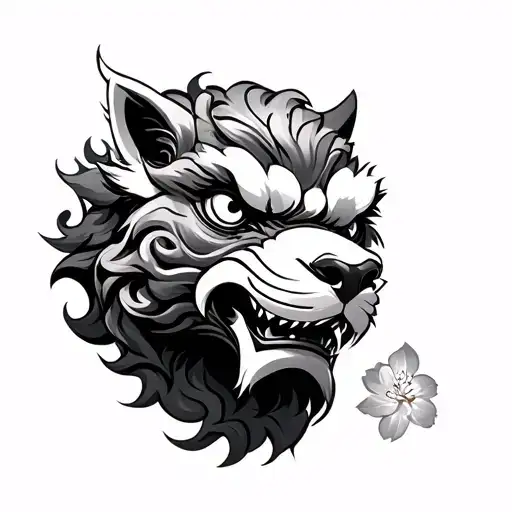 Pagota Samurai Foo Dog Cherry Blossom