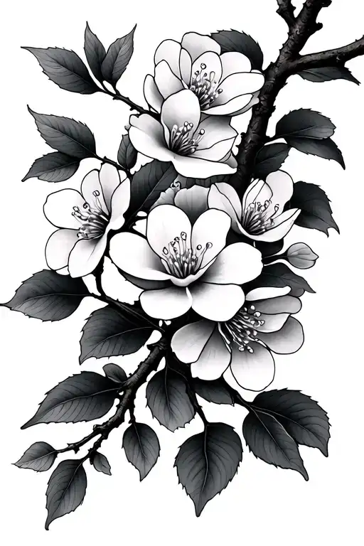 Cherry Blossom Branch Fine Line