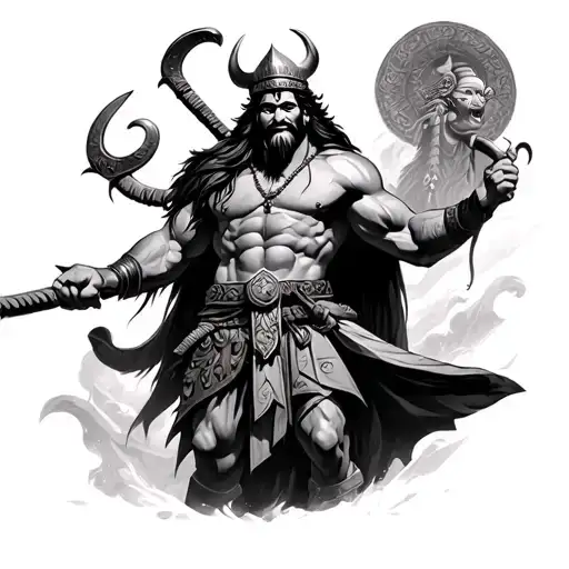 Viking Warrior With Hanuman