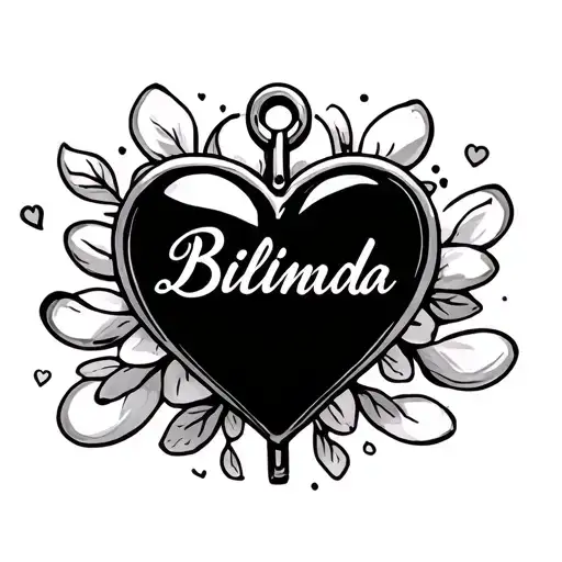 Name Bilinda Writen With Love Heart Shaped Locket