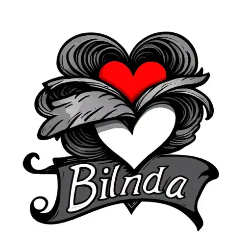 Fineline Tattoo Of The Name Bilinda With A Red Love Heart