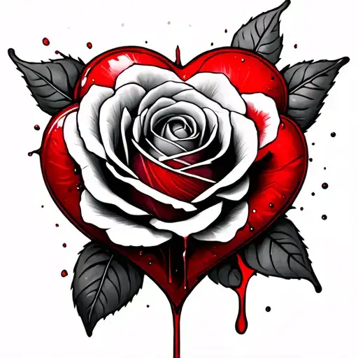 Rose And Heart Break With Little Blood