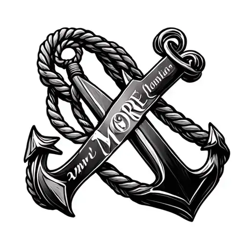 Delicate Anchor And Cross With The Word More As The Rope