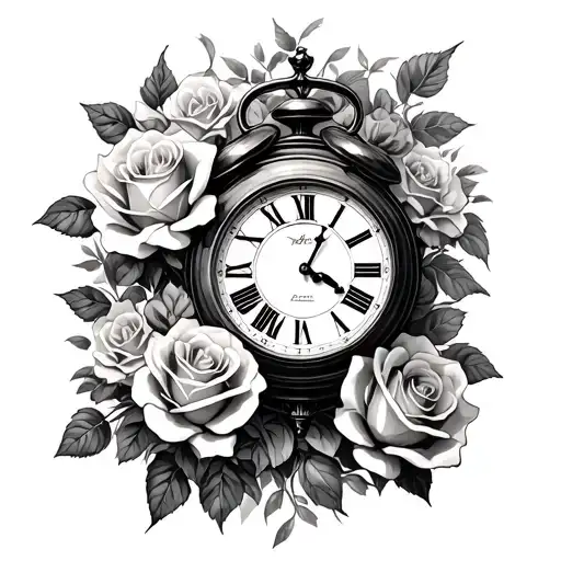 Roses And A Clock With Family