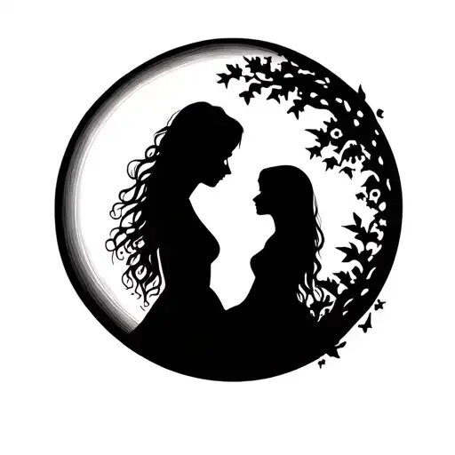 Mother And Daughter Looking At Moon