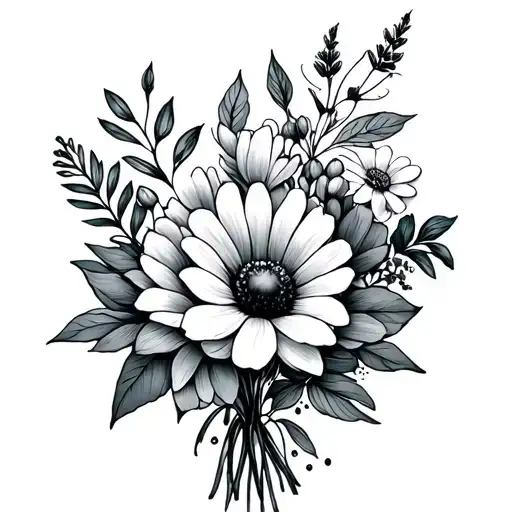 A Small And Dainty Tattoo Of The August Birth Flower And The December Birth Flower Bouquet