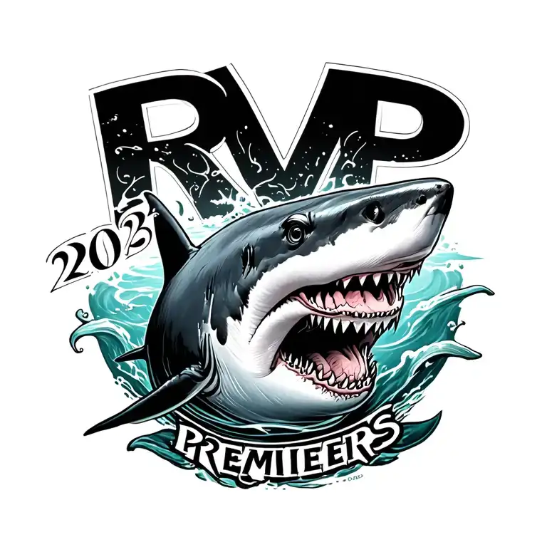 Image Of Shark With Words Rvp 2025 Premiers Included
