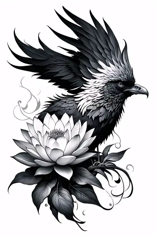 Phoenix And Lotus Flower